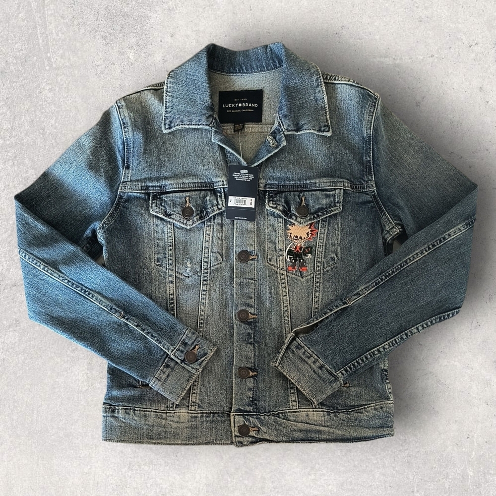 Lucky Brand My Tomboy Trucker Denim Jacket with My Hero Academia Iron On Patches